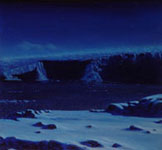 Antarctic Palmer Station Views Moonlight on Glacier David Rosenthal Oil Painting, antarctic images, Images of antarctic paintings, United States Antarctic Program, National Science Foundation Antarctic Artist and Writers Program, Artist working in Antarctica